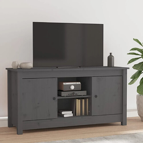 vidaXL Meuble TV Gris 103x36,5x52 cm Bois de pin massif