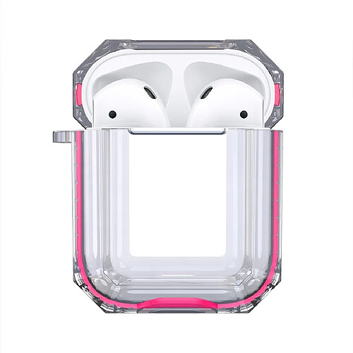 Wewoo Coque Ecouteurs sans fil de charge TPU transparent pour Apple AirPods 1/2 Rose Red