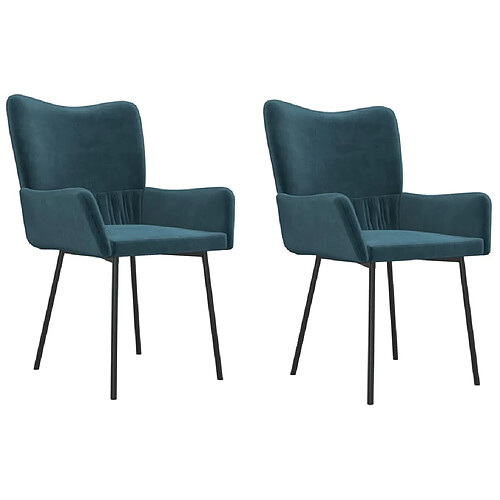 Maison Chic Lot de 2 Chaises à manger | Chaise de salle à manger cuisine Bleu Velours -GKD39513