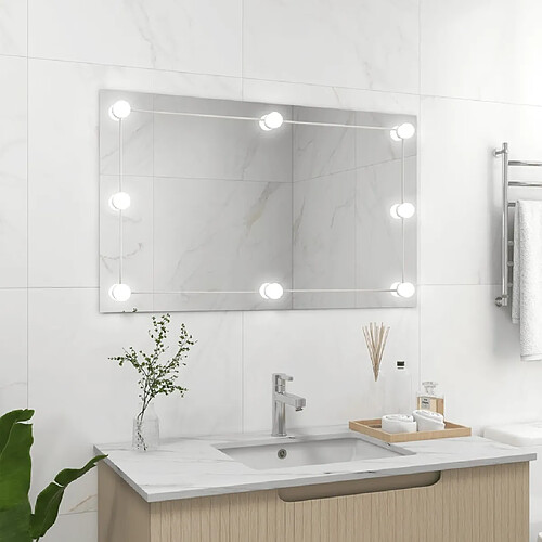 vidaXL Miroir mural sans cadre avec lampes LED Rectangulaire Verre