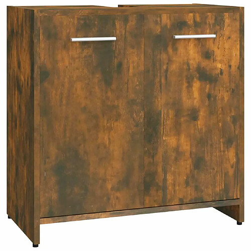 Maison Chic Armoire de bain,Meuble de rangement de salle de bain,Meuble haut Chêne fumé 60x33x60 cm Bois d'ingénierie -GKD979531