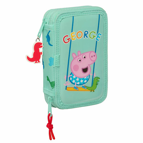 Plumier double Peppa Pig George Menthe 12.5 x 19.5 x 4 cm (28 Pièces)