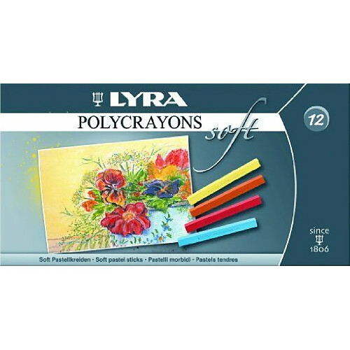 Lyra - Boite de 12 Pastels tendres Polycrayons soft, couleurs assorties