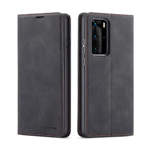 Etui en PU toucher soyeux noir pour Huawei P40 Pro