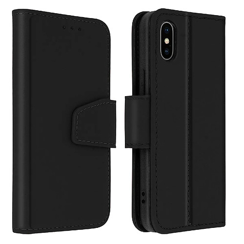 Avizar Housse Apple iPhone XS Max Cuir Porte-carte Fonction Support Premium noir