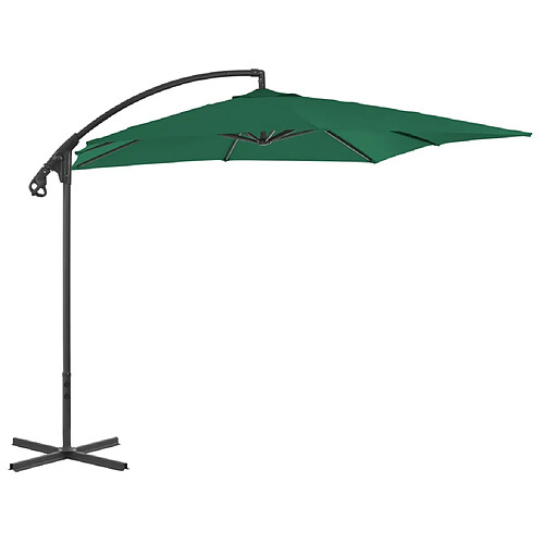 Helloshop26 Parasol meuble de jardin en porte-à-faux avec mât en acier 250 x 250 cm vert 02_0008645