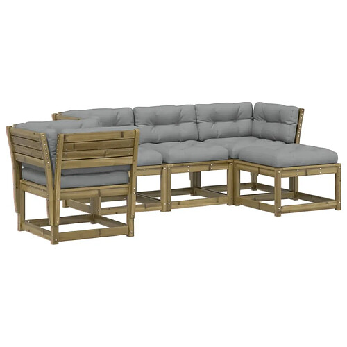 Maison Chic Salon de jardin 5 pcs avec coussins | Ensemble de Table et chaises | Mobilier d'Extérieur bois de pin imprégné -GKD43660