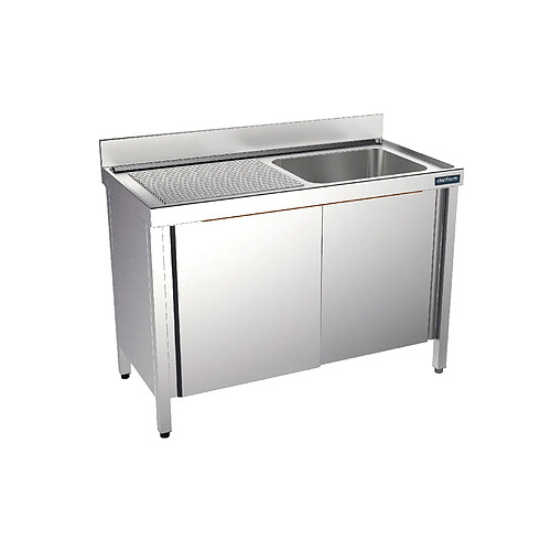 Plonge Inox Grand Capacité 2 Bacs avec Portes Gamme 700 - Distform