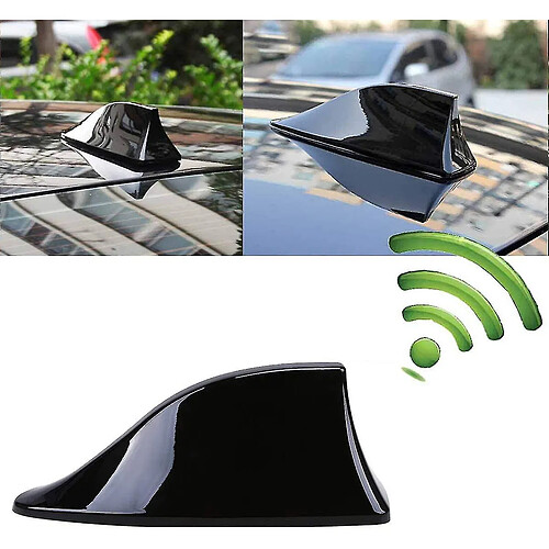 Universal Antenne de voiture universelle en forme de nageoire de requin - Antenne radio FM avec base d'adhésif imperméable (noir)