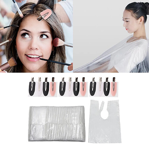 100 Pièces Cheveux Coupe Capes Robes Tablier De Salon Avec 12x Pas De Pinces à Cheveux De Courbure