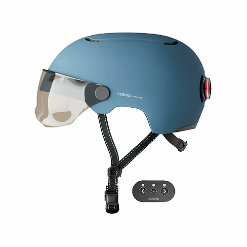 Cosmo Connected Cosmo Fusion Casque Intelligent Vélo et Trottinette avec Visière Unisex-Adult, Bleu Mat, Taille Unique