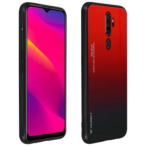 Avizar Coque Oppo A5 2020 et A9 2020 Design Dégradé Brillant Rigide Contour Gel Rouge