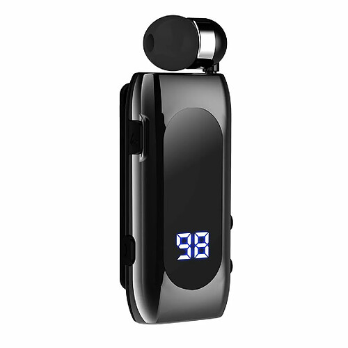 K55 Oreillette Bluetooth Intra-Auriculaire Unique Lavalier Câble Rétractable V5.2 Smart Sports Écouteur Noir