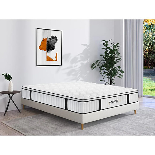 Vente-Unique Matelas 140 x 190 cm anti-feu ressorts ensachés et surmatelas intégré ép.28cm - DELICE de DREAMEA HOTEL