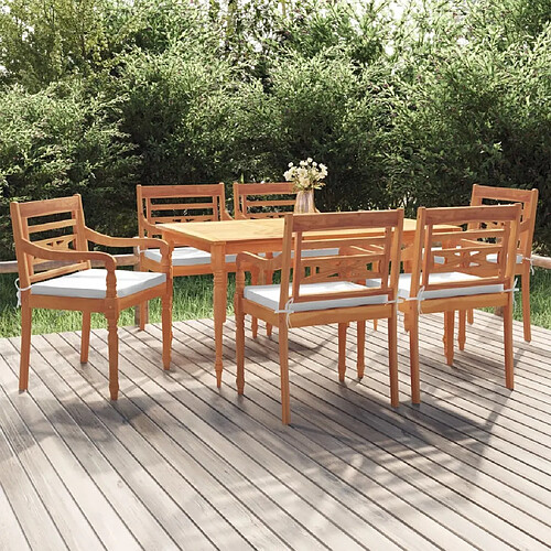 Salle à dîner de jardin 7 pcs,Table et chaise à manger Bois de teck solide -MN48922