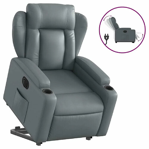 Maison Chic Fauteuil Relax pour salon, Fauteuil inclinable électrique gris similicuir -GKD12516