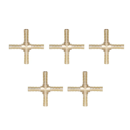 5 pcs croix tuyau barb 4 voies en laiton barbelé raccords adaptateur de raccord 8mm