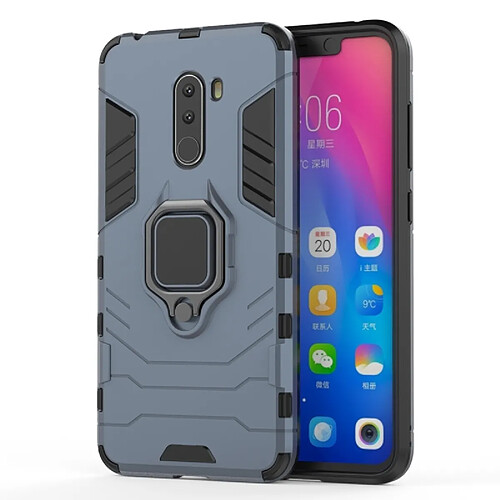 Wewoo Coque Housse de protection antichoc PC + TPU avec porte-bague magnétique pour Xiaomi Pocophone F1 Bleu marine