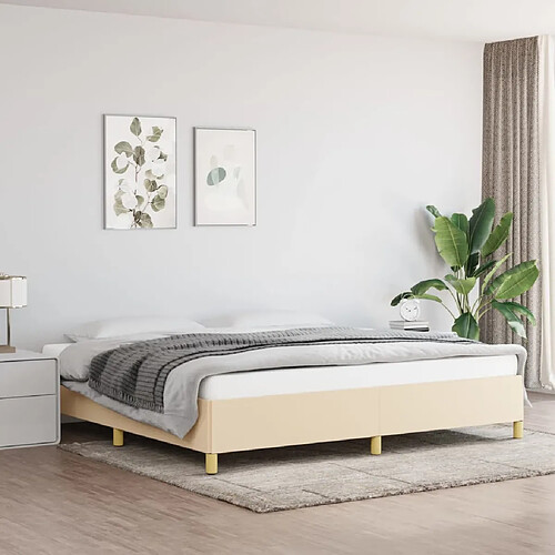 vidaXL Cadre de lit sans matelas crème 200x200 cm tissu