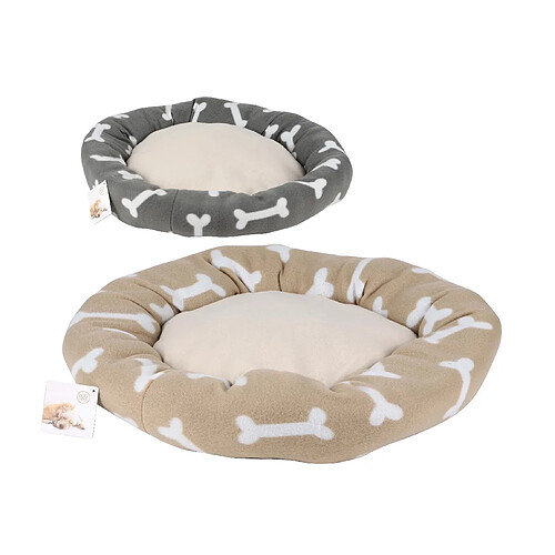 DOGI COUSSIN LOT DE 2 POUR CHIEN PANIER POUR CHIEN CHAT ANIMAUX DECORE DIAM 55CM DISPLAY 2 COULEURS BEIGE/MARRON MIX+Dogi