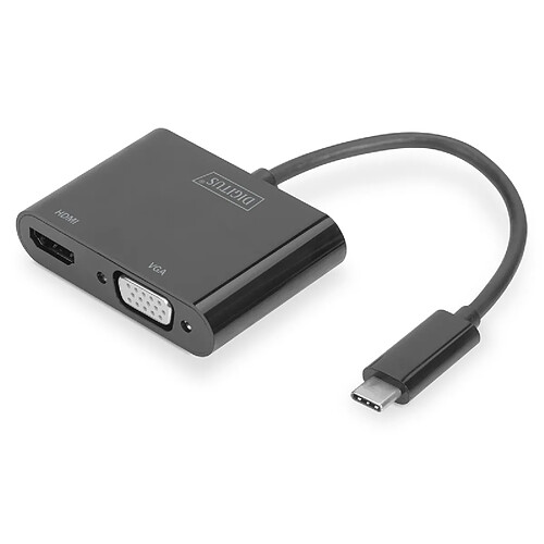 Digitus DA-70858 câble vidéo et adaptateur 0.11 m USB C HDMI + VGA (D-Sub) Black