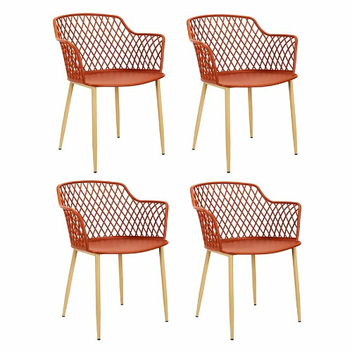 Paris Prix Lot de 4 Fauteuils Design Malaga 80cm Terracotta