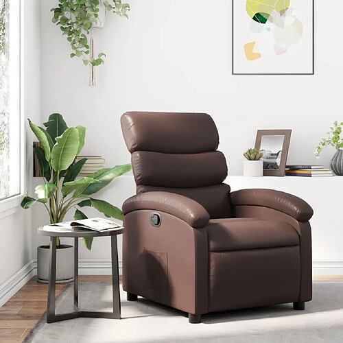 Maison Chic Fauteuil inclinable,Fauteuil luxe de relaxation Marron Similicuir -MN47802