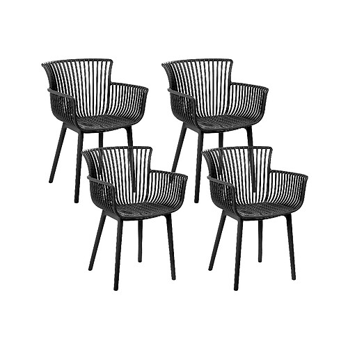 Beliani Lot de 4 chaises PESARO Matière synthétique Noir