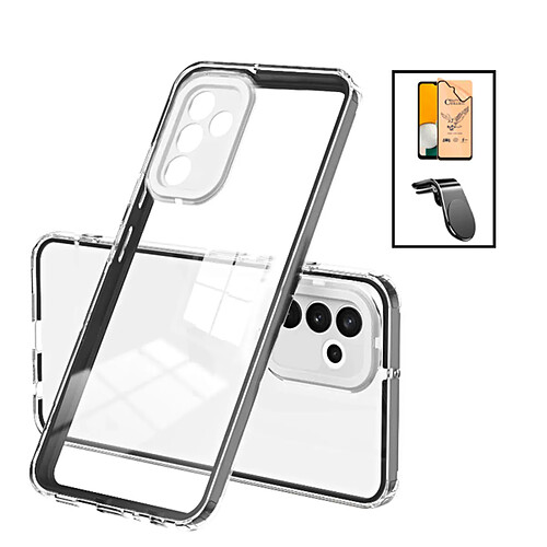 PHONECARE Kit Coque 360 Airbag Anti-Drop Caméra Protection +Support L Safe Driving pour Samsung Galaxy A04s - Transparent