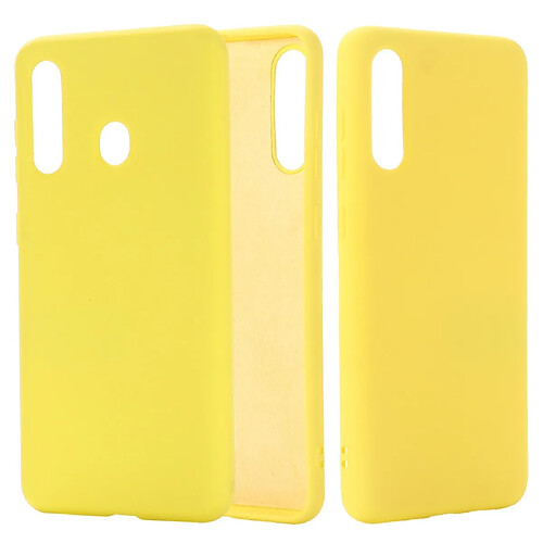 Wewoo Coque Souple Pour Galaxy A70s Etui de protection en silicone liquide Dropproof de unie Jaune