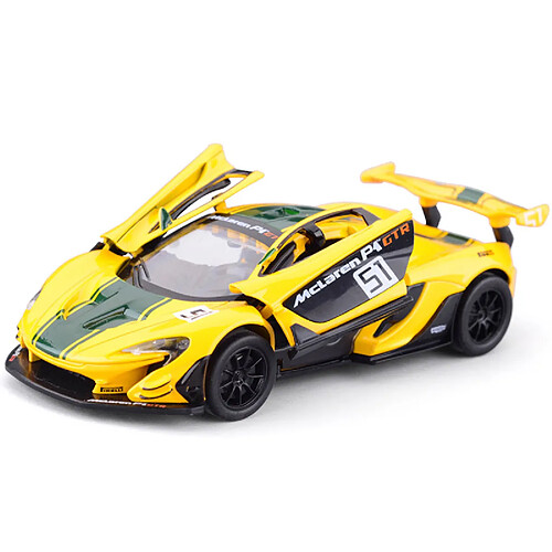 Universal 1/32 alliage McLaren supercar modèle voiture jouet moulée sous pression simulation acoustique et lumineuse retrait voiture de sport jouet |(Jaune)