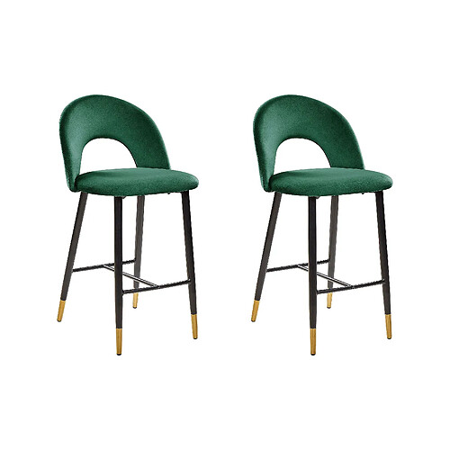 Beliani Tabouret de bar Set de 2 Velours Vert émeraude FALTON