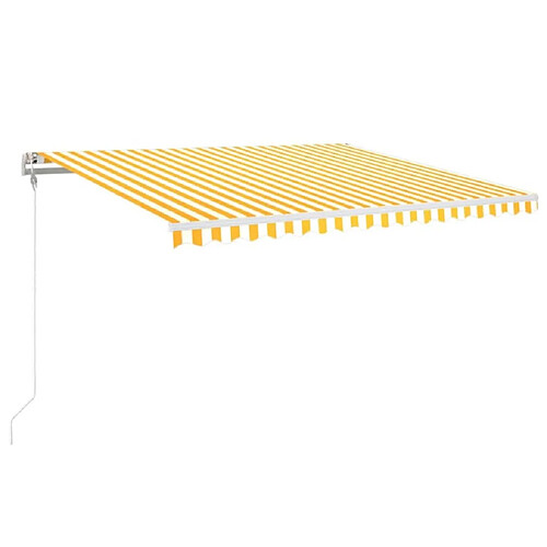 Maison Chic Auvent automatique | Store banne extérieur | Marquise capteur de vent LED 450x350cm Jaune et blanc -MN91982