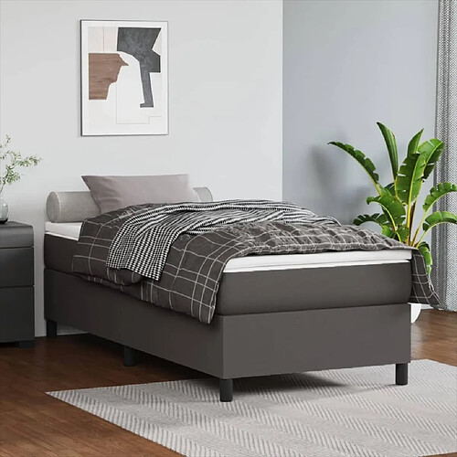 Maison Chic Lit Adulte - Lit simple Lit à sommier tapissier avec matelas moelleux - Meuble de Chambre - Gris 80x200 cm Similicuir -MN42604