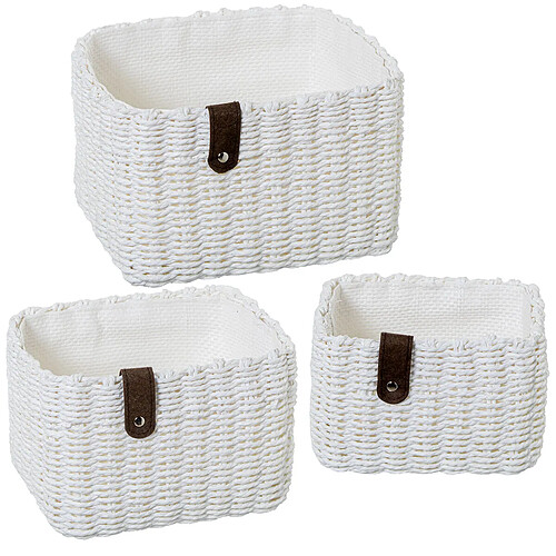 Lot de paniers Alexandra House Living 03817 Blanc osier Rotin Fibre naturelle (3 Unités)