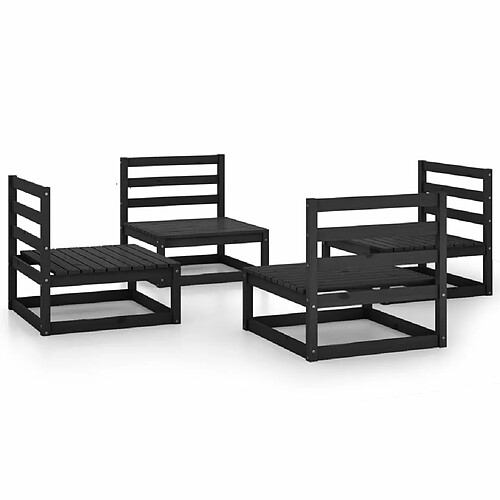 Maison Chic Salon de jardin 4 pcs - Table et chaises d'extérieur - Mobilier/Meubles de jardin Moderne noir bois de pin massif -MN16167