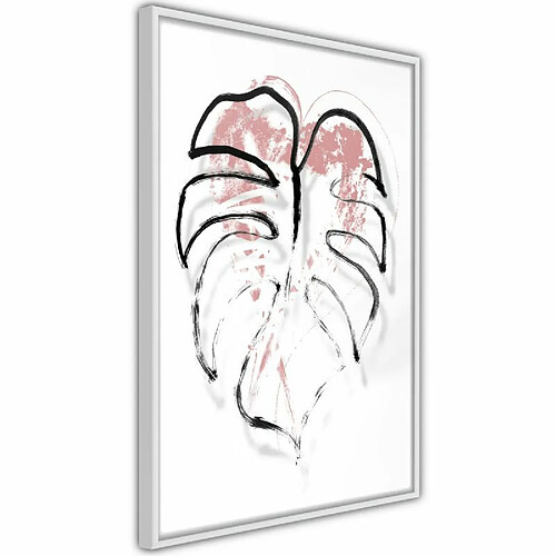 Paris Prix Affiche Murale Encadrée Black Leaf Outline 30 x 45 cm Blanc