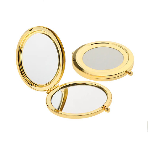 Miroir de maquillage pliant portatif de 2 voyages rond poche poche or