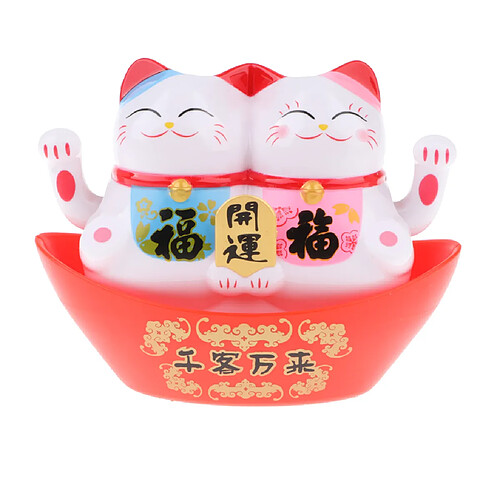 Modèle de Maneki Neko en plastique jumelant des mains Figure Ornement de voiture de chat chanceux D