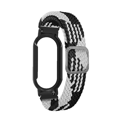 Bracelet en nylon élastique, 3 en 1, tressé pour votre Xiaomi Mi Band 7/7 NFC - Blanc noir/noir