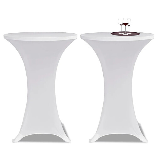 vidaXL Housse de table Ø 70 cm Blanc extensible 2 pcs