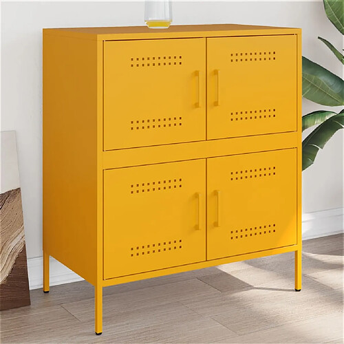 vidaXL Buffet jaune moutarde 68x39x79 cm acier