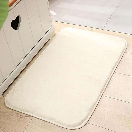 LUUCOZK Tapis de bain antidérapants, absorbants, à séchage rapide, décoration de salle de bain, épais, blanc ivoire-40x60cm