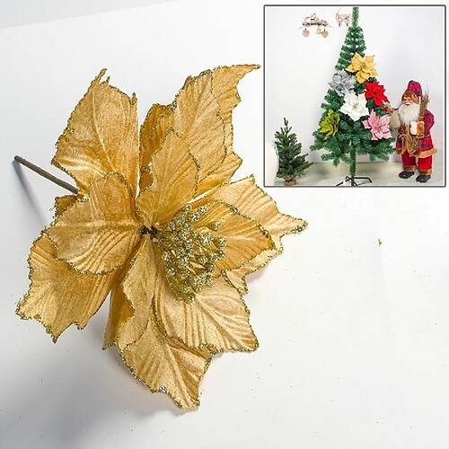 Wewoo 2 PCS Noël Fleur Artificielle Feuilles Composition florale Décoration d'Arbre de Jaune