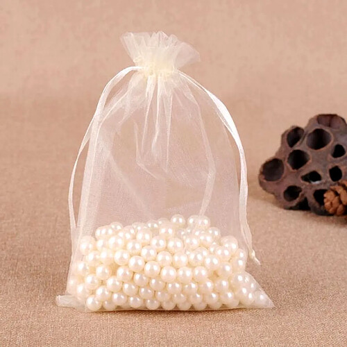 Wewoo 100 PCS Gift Bags Bijoux Organza Sac De Mariage Anniversaire Fête Pochettes DessinsTaille Du Cadeau 10x15cm Blanc Crémeux