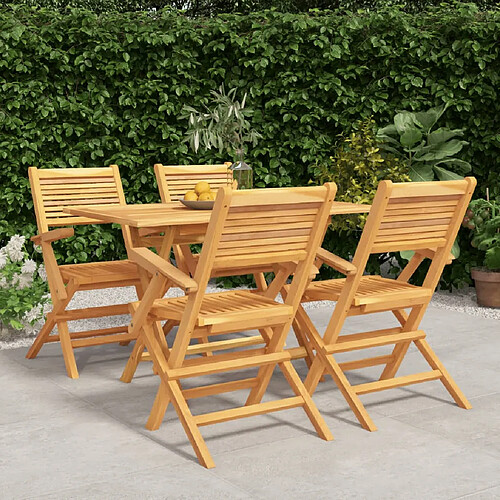 vidaXL Ensemble à manger de jardin 5 pcs Bois de teck massif