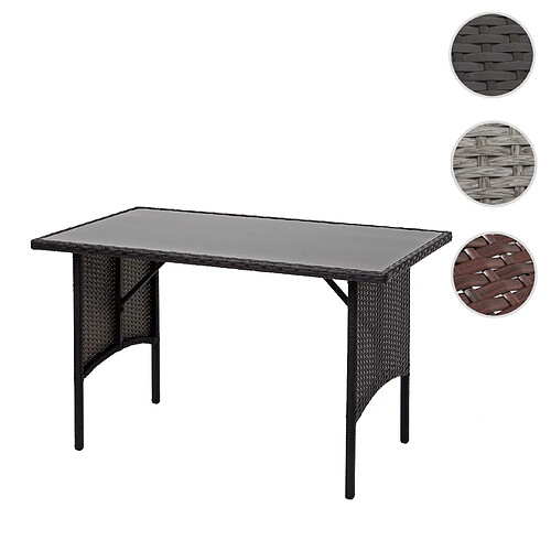 Mendler Table en polyrotin HWC-G16, table de jardin, salle à manger, gastronomie 112x60cm ~ noir