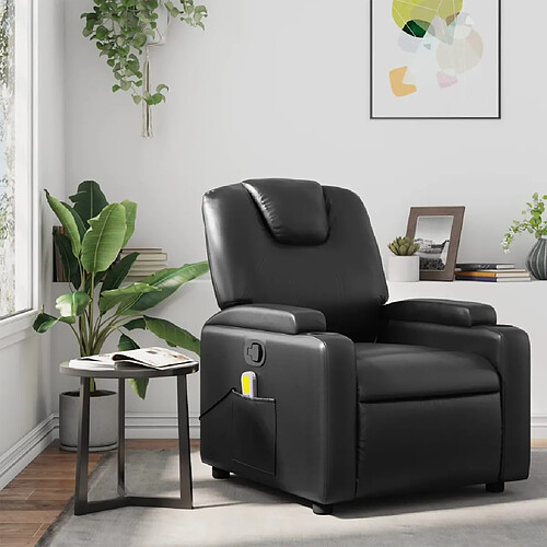 vidaXL Fauteuil de massage inclinable Noir Similicuir