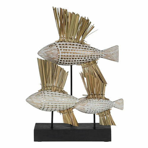 BigBuy Home Figurine Décorative Blanc Marron Naturel Poissons 30 x 10 x 40 cm