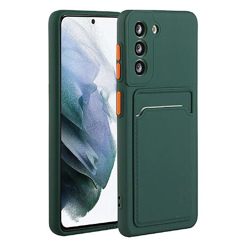 Coque en TPU antichoc avec porte-carte vert foncé pour votre Samsung Galaxy S22 5G